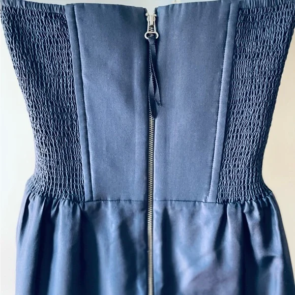 Rebecca Taylor Navy Blue Silk Strapless Cocktail Evening Dress - Sz 4 - Picture 4 of 10